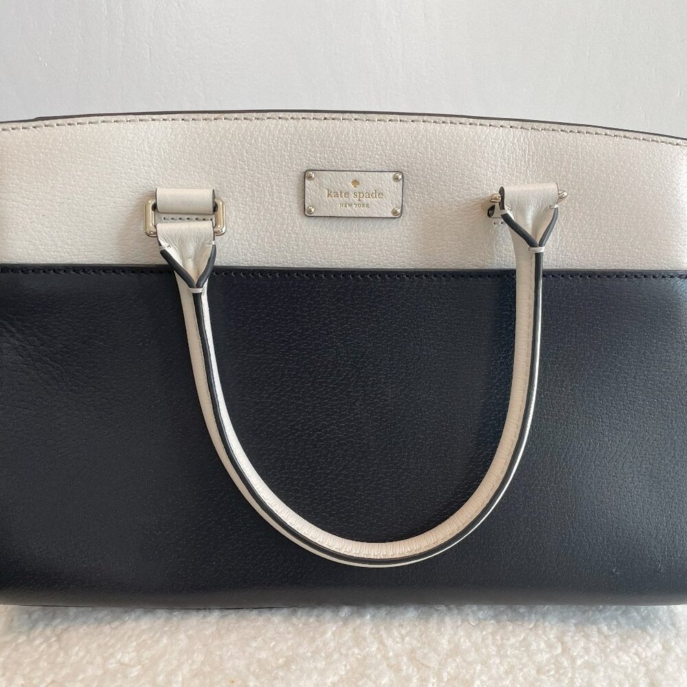 Kate Spade New York Top Handle Bag, Colorblock Black & White, Rolled Handles